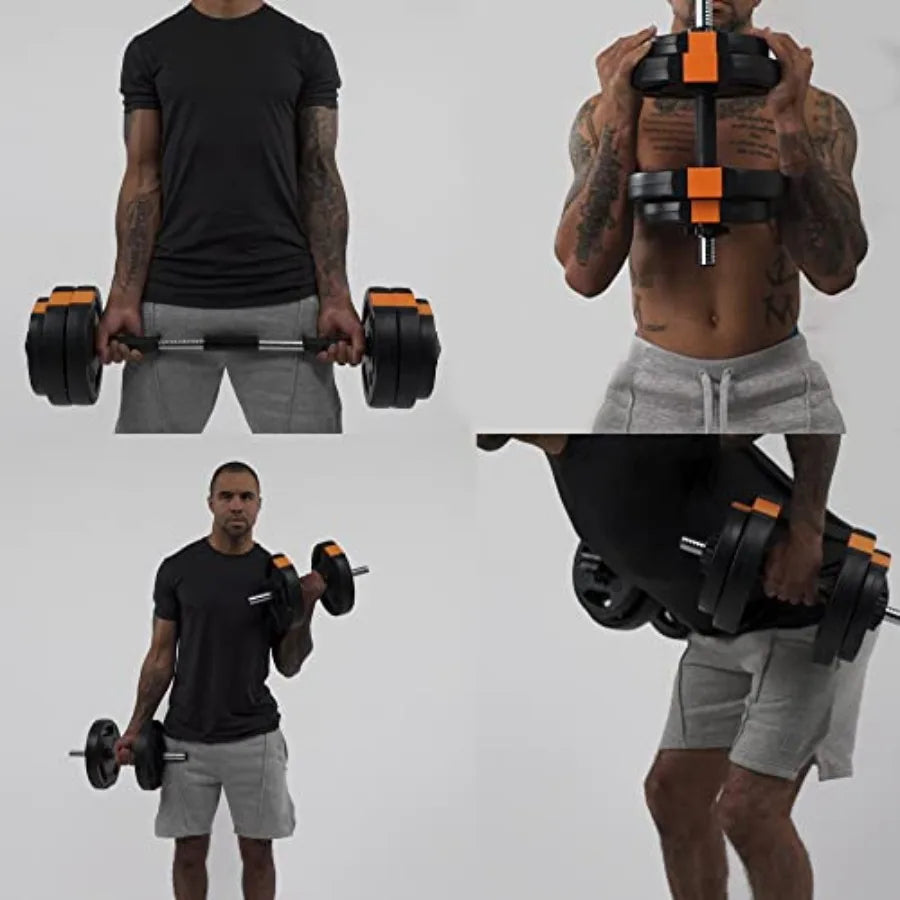 Adjustable 2 in 1 Dumbbells Set for Home Gym Black Steel Barbell for Muscle and Strength Training Compact Weight Resistance Wor