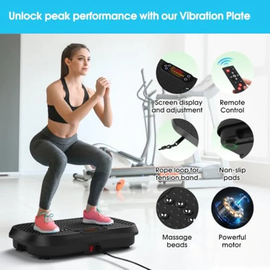 Softgym Vibration Plate Exercise Machine for Lymphatic Drainage Power Vibrate Stand Shake Board 450 Lbs Capacity Whole Body Wor