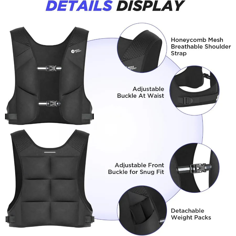 Adjustable Weighted Vest Soft Washable for Women Men 2-10Lbs Vest with 10 Ironsand Weights and Large Pocket, Weight Vest for Wor
