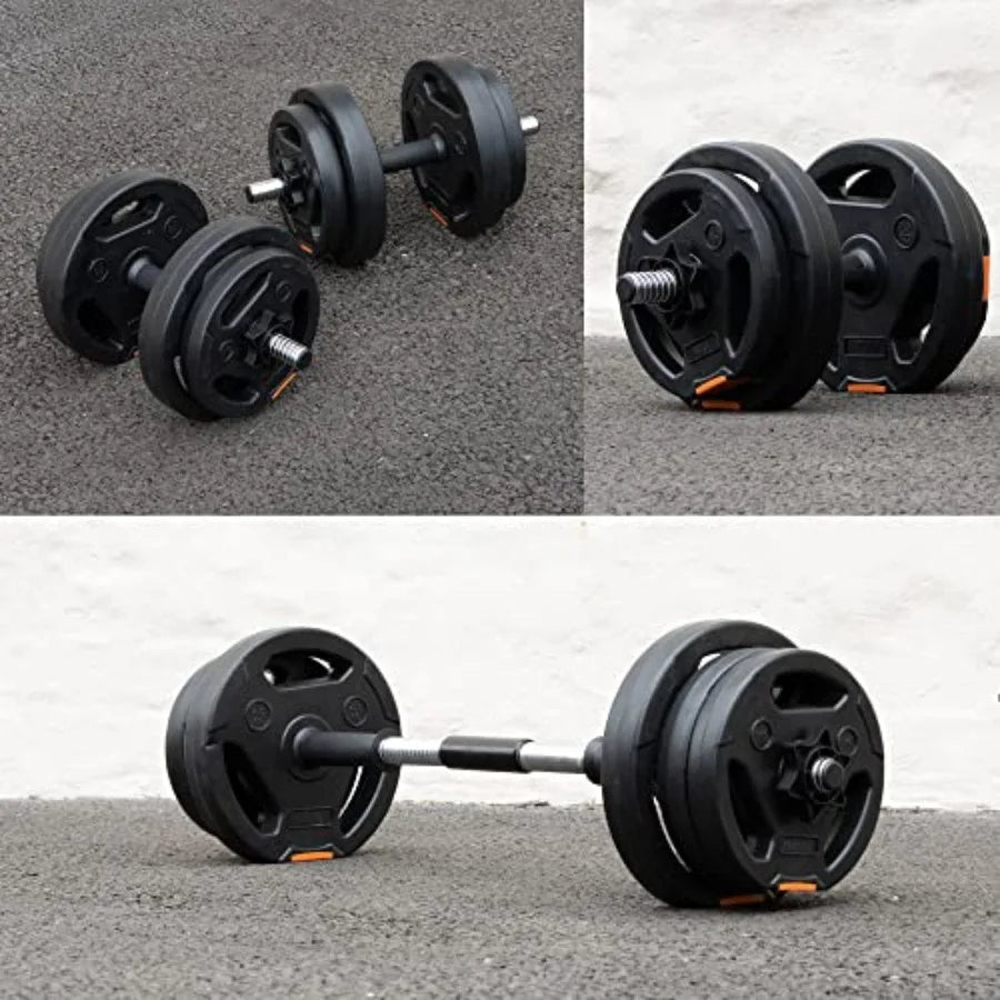 Adjustable 2 in 1 Dumbbells Set for Home Gym Black Steel Barbell for Muscle and Strength Training Compact Weight Resistance Wor