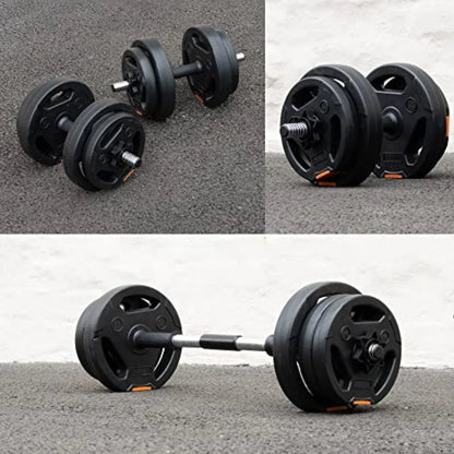 Adjustable 2 in 1 Dumbbells Set for Home Gym Black Steel Barbell for Muscle and Strength Training Compact Weight Resistance Wor