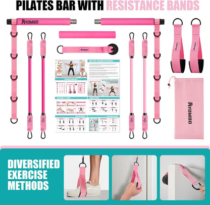 Pilates Bar Kit with Resistance Bands – Portable Home Gym Workout System