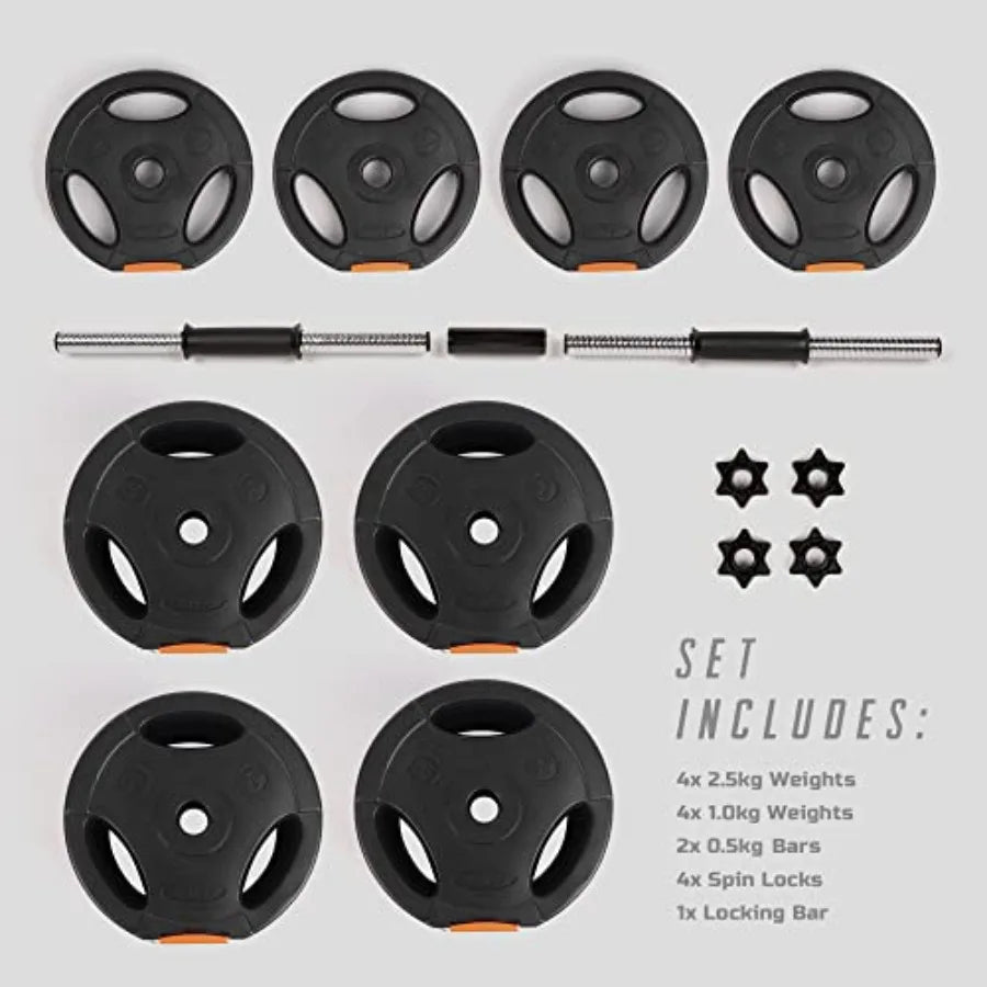 Adjustable 2 in 1 Dumbbells Set for Home Gym Black Steel Barbell for Muscle and Strength Training Compact Weight Resistance Wor