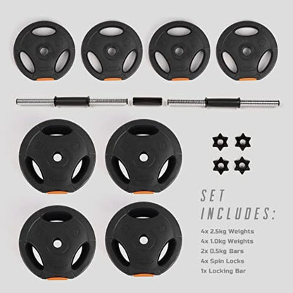 Adjustable 2 in 1 Dumbbells Set for Home Gym Black Steel Barbell for Muscle and Strength Training Compact Weight Resistance Wor