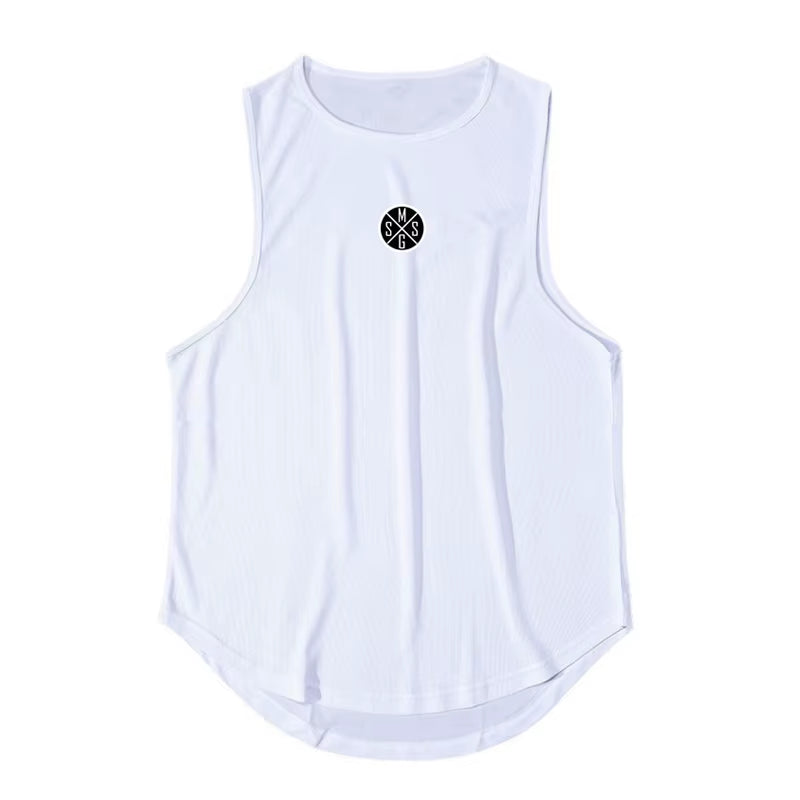 Bodybuilding Vest Men Sports Tank Top Men Gym Clothing Fitness Workout Sleeveless Shirt Mesh O Neck Running Stringer Singlets