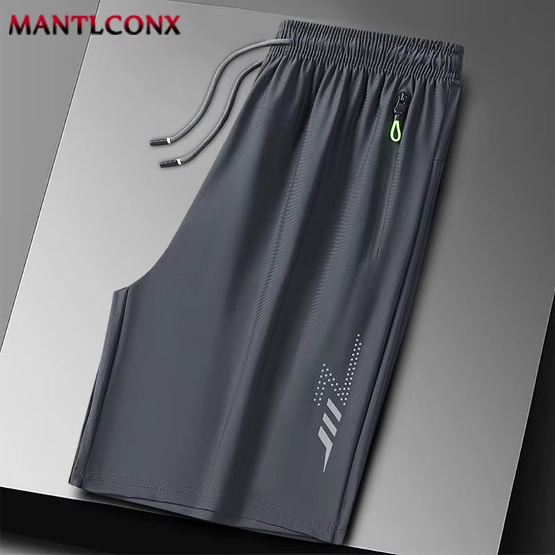 Summer Men'S Sport Shorts Cool Sportswear Running Shorts Casual Bottoms Gym Fitness Training Jogging Short Pants Men Black Gray
