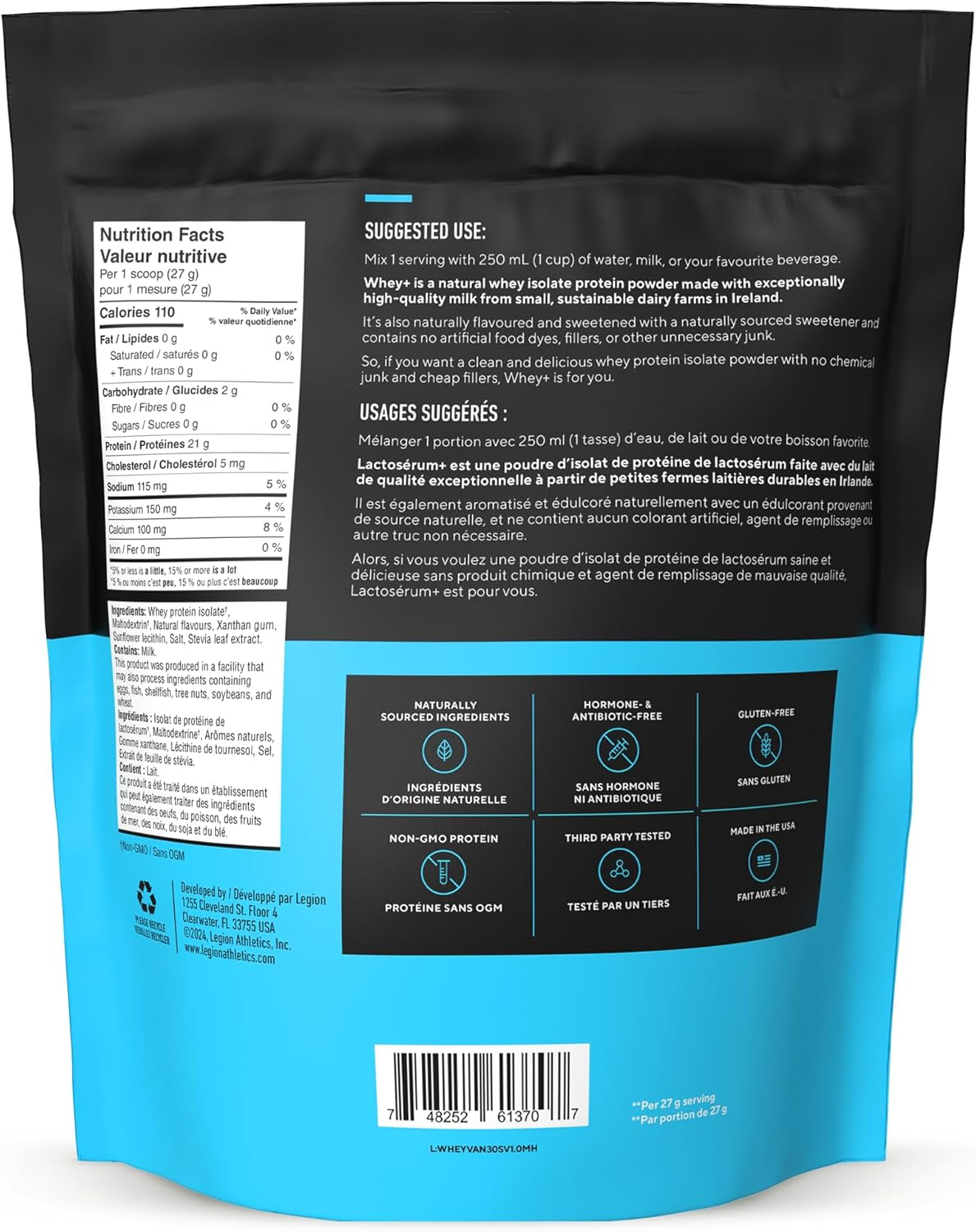 Whey Protein Powder - Whey+ Isolate Protein Powder - Protein Isolate from Grass Fed Cows - Non-Gmo, Lactose-Free, Sugar-Free Protein Powder Dietary Supplemen (30 Servings, Vanilla)