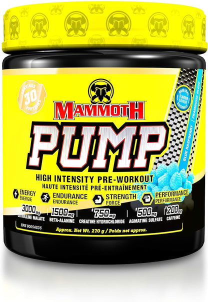 PUMP – Pre Workout Powder, Superior Muscle Pumps, Increase Strength & Endurance, Explosive Power & Energy Supplement, Heightened Focus, Quick Recovery, Reduced Soreness (30 Serves, Blue Raspberry)