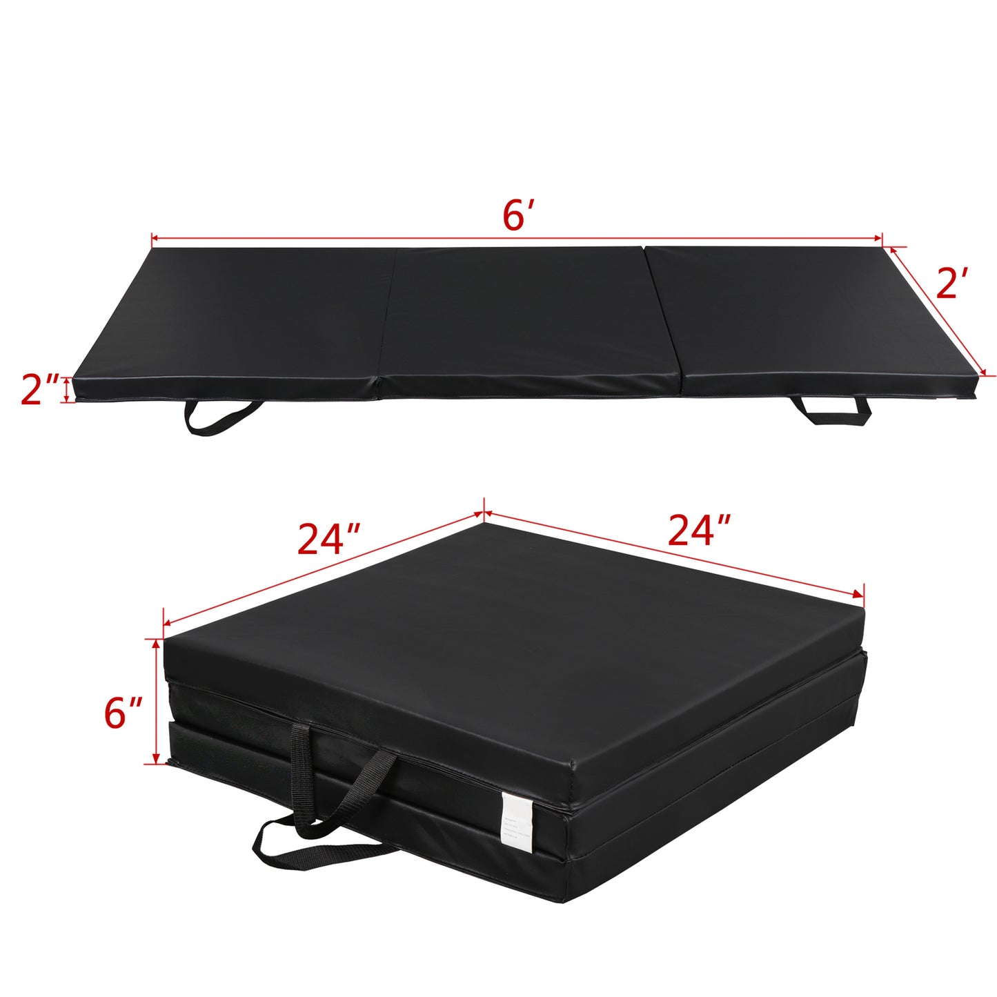 6' Exercise Tri-Fold EPE Foam PU Leather Gym Mat Yoga Martial Arts Home Gym