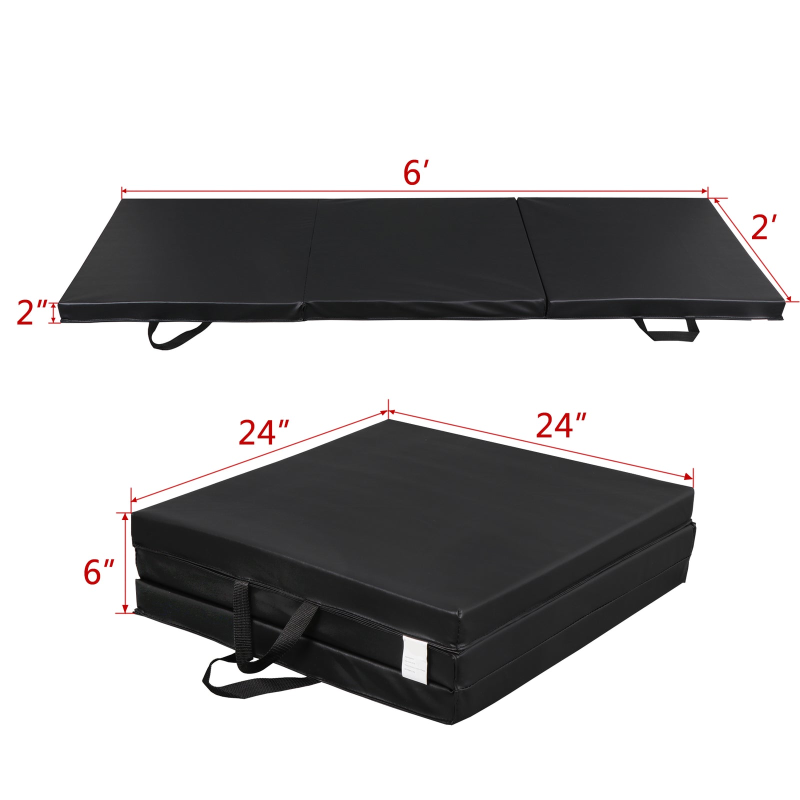 6' Exercise Tri-Fold EPE Foam PU Leather Gym Mat Yoga Martial Arts Home Gym