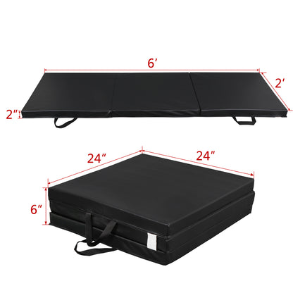 6' Exercise Tri-Fold EPE Foam PU Leather Gym Mat Yoga Martial Arts Home Gym