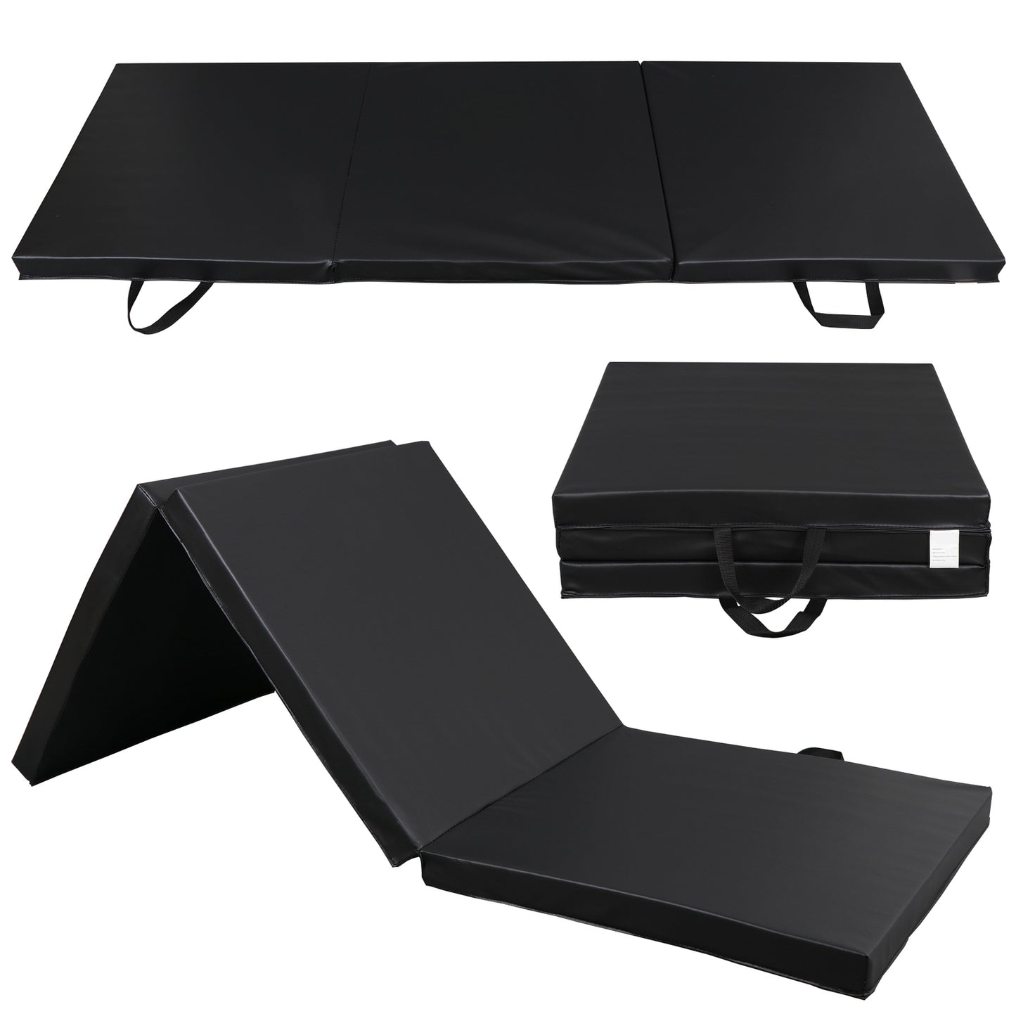 6' Exercise Tri-Fold EPE Foam PU Leather Gym Mat Yoga Martial Arts Home Gym