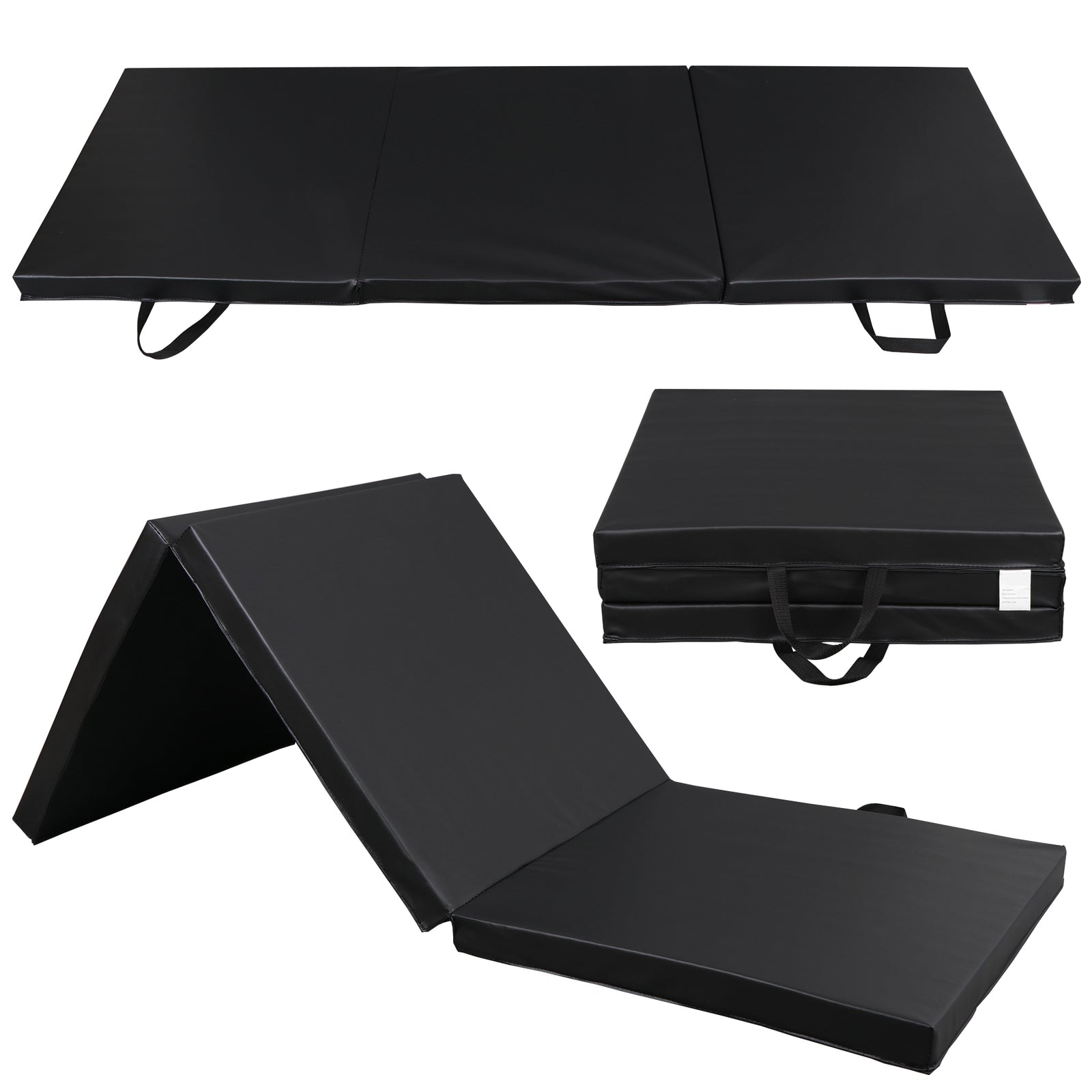 6' Exercise Tri-Fold EPE Foam PU Leather Gym Mat Yoga Martial Arts Home Gym