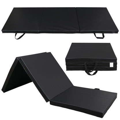 6' Exercise Tri-Fold EPE Foam PU Leather Gym Mat Yoga Martial Arts Home Gym