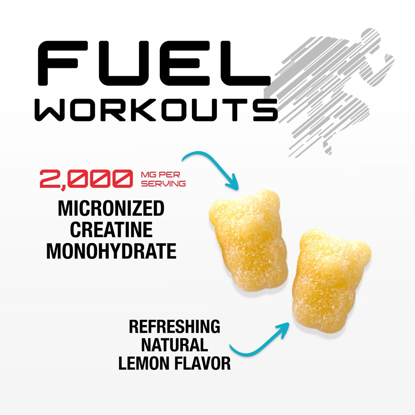 Creatine Gummies - 1G (1000Mg) per Gummy Creatine Monohydrate - Best Micronized, Sugar Free Creatine Chewable for Men & Women - Supports Lean Muscle, Strength, Energy & Endurance - 60 Lemon Gummies