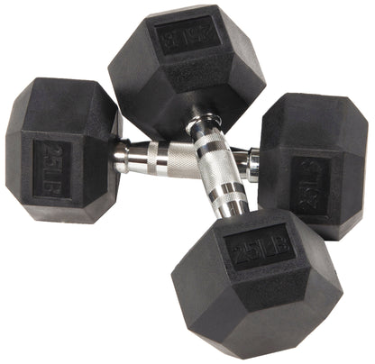 150LB Rubber Coated Hex Dumbbell Weight Set with A-Frame Rack, 5-25 Lbs Pairs
