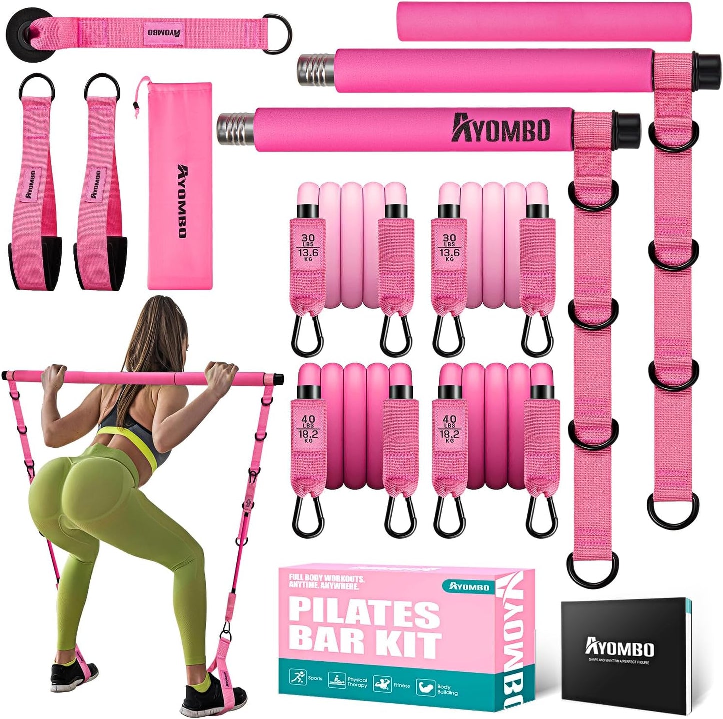 Pilates Bar Kit with Resistance Bands – Portable Home Gym Workout System