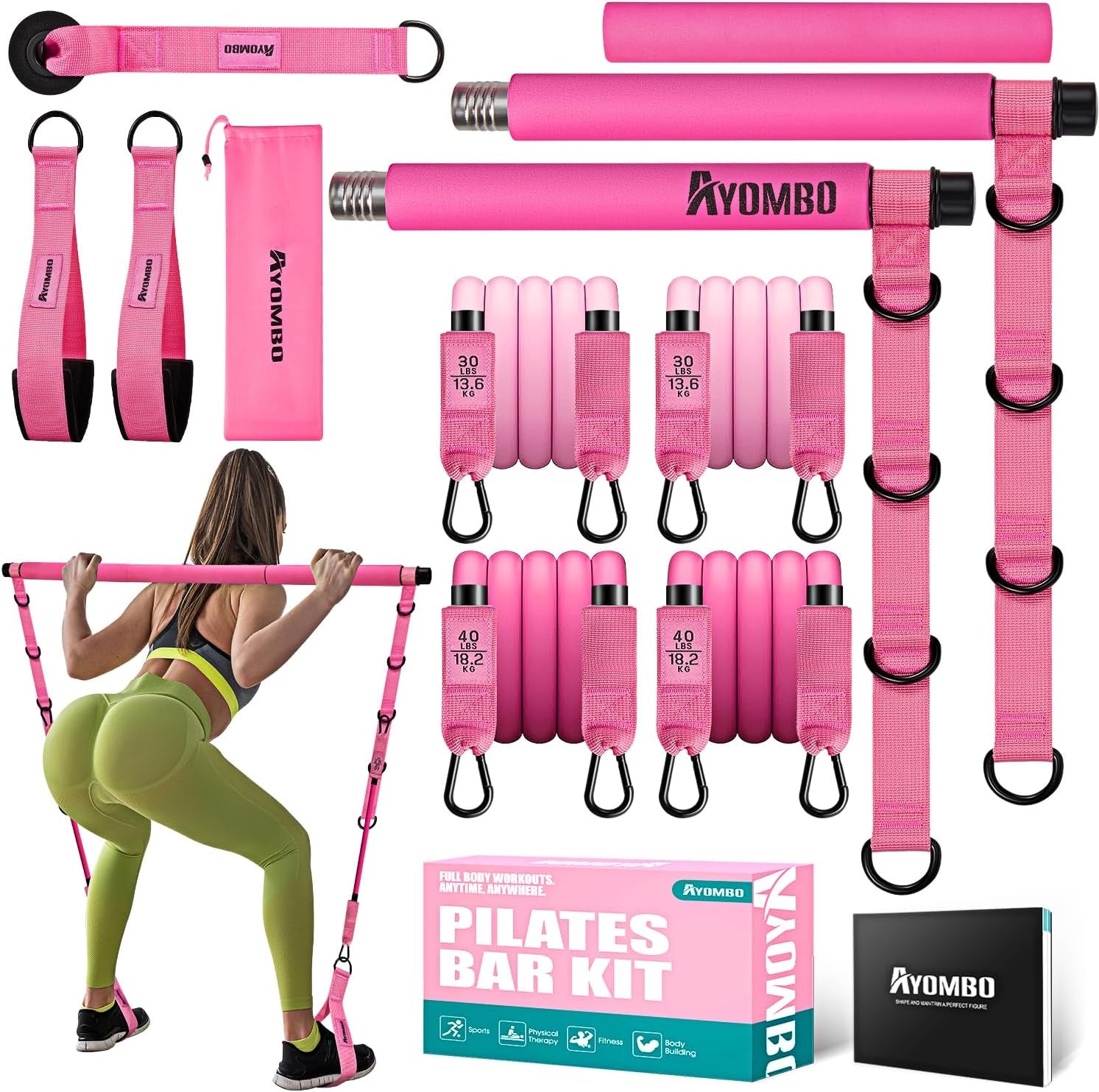 Pilates Bar Kit with Resistance Bands – Portable Home Gym Workout System