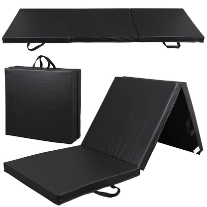 6' Exercise Tri-Fold EPE Foam PU Leather Gym Mat Yoga Martial Arts Home Gym