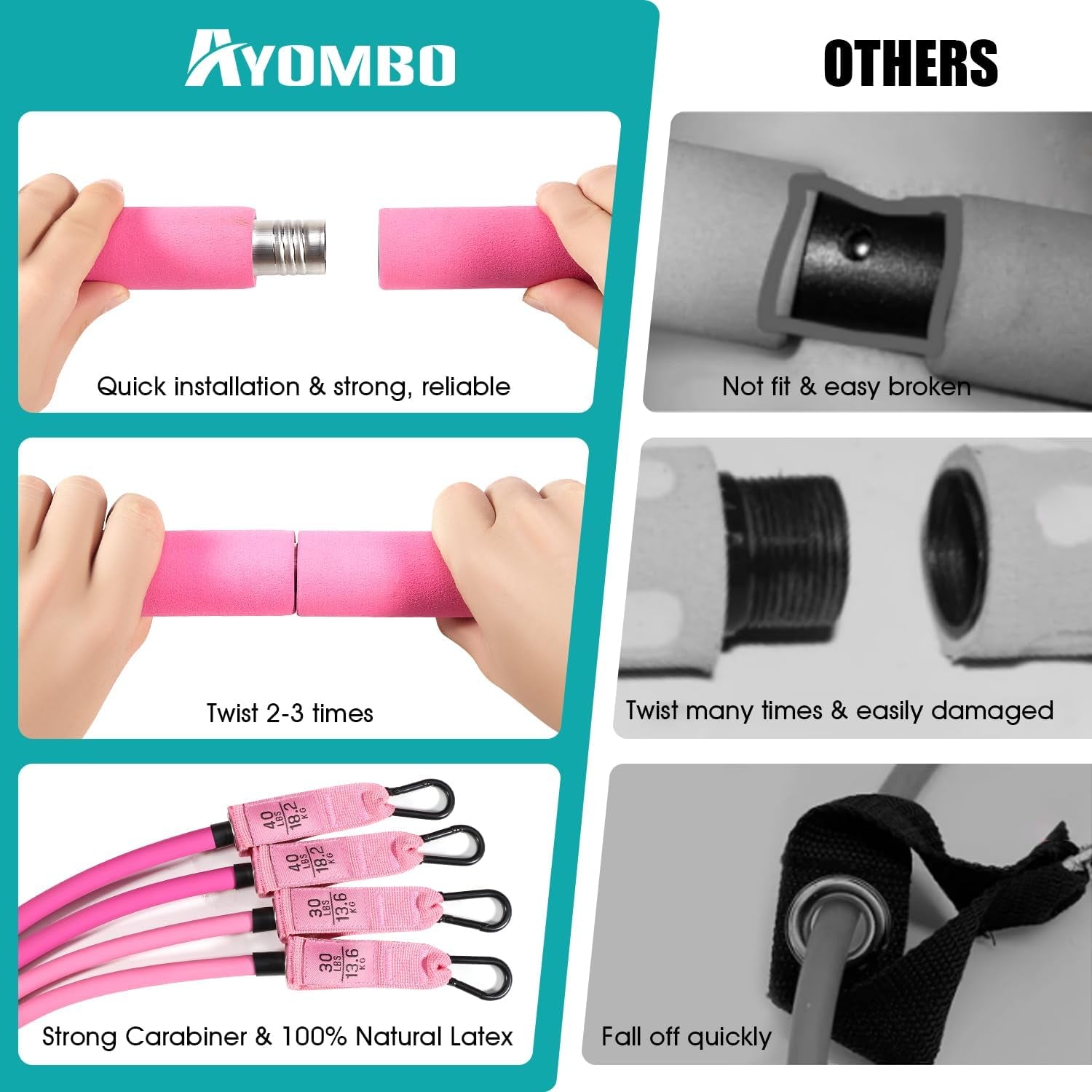 Pilates Bar Kit with Resistance Bands – Portable Home Gym Workout System
