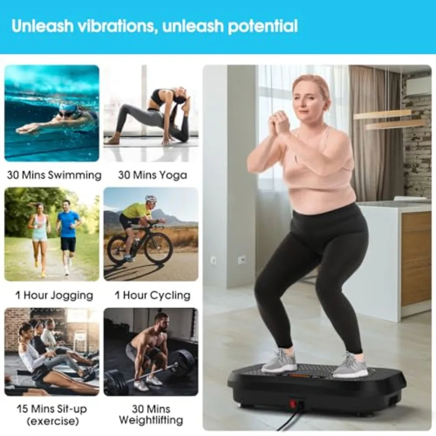 Softgym Vibration Plate Exercise Machine for Lymphatic Drainage Power Vibrate Stand Shake Board 450 Lbs Capacity Whole Body Wor