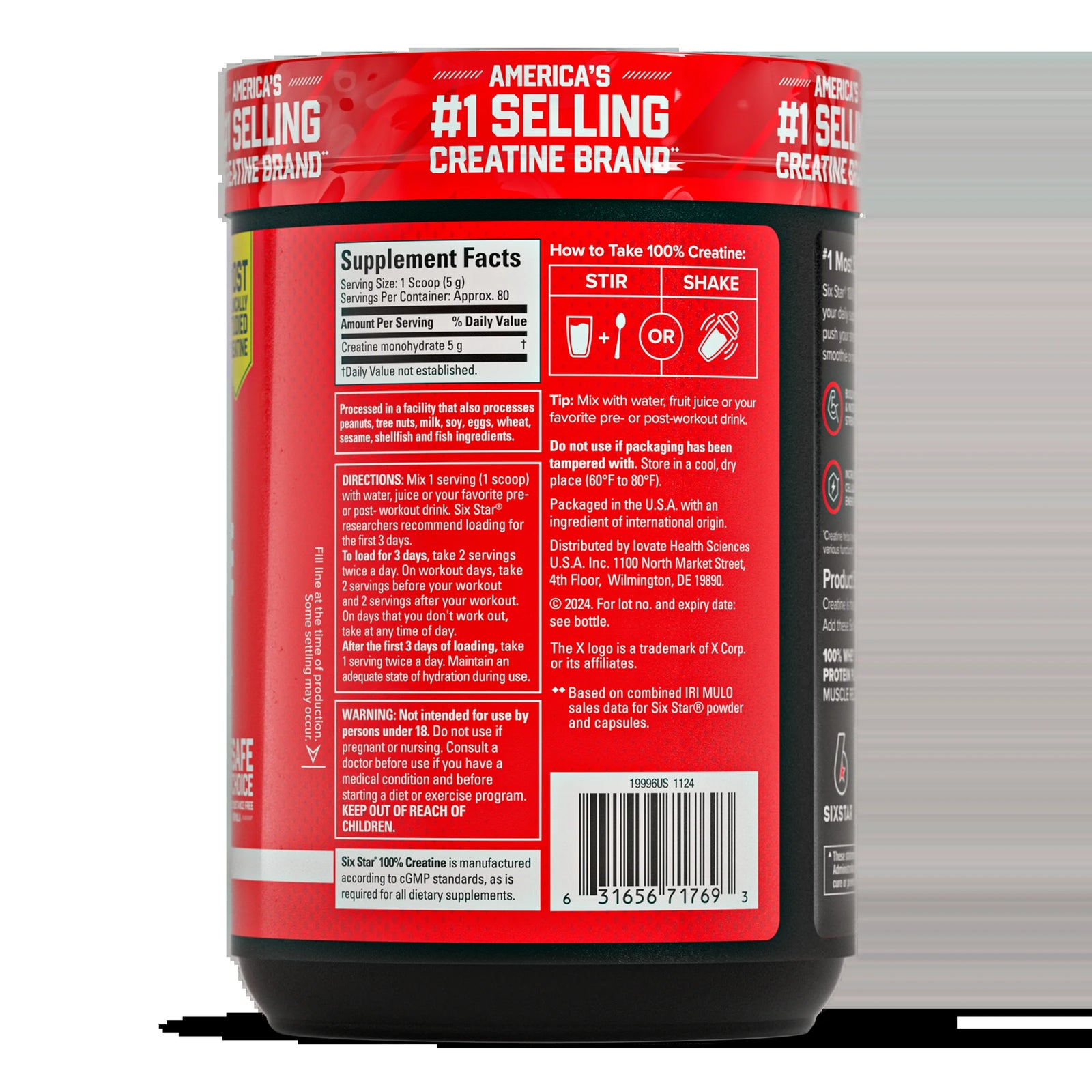 100% Creatine Powder, Supports Muscles, Unflavored, 10.58 Oz, 80 Servings
