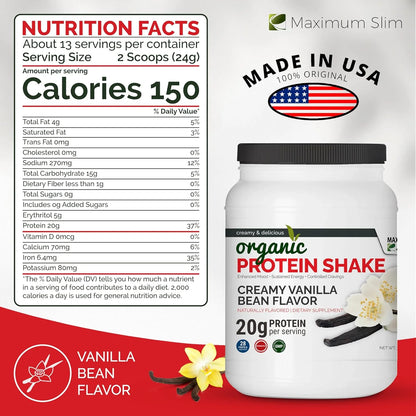 Organic Protein Shake - Creamy Vanilla Bean Flavor