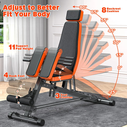 Roman Chair,8 Positions Multi-Functional Adjustable FID Weight Bench with Dumbbell Rack, Incline, Decline, and Flat Bench for Full Body Home Gym Workout,Support up to 1000Lbs