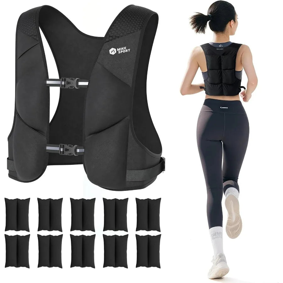 Adjustable Weighted Vest Soft Washable for Women Men 2-10Lbs Vest with 10 Ironsand Weights and Large Pocket, Weight Vest for Wor