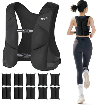 Adjustable Weighted Vest Soft Washable for Women Men 2-10Lbs Vest with 10 Ironsand Weights and Large Pocket, Weight Vest for Wor