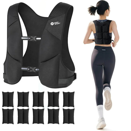 Adjustable Weighted Vest Soft Washable for Women Men 2-10Lbs Vest with 10 Ironsand Weights and Large Pocket, Weight Vest for Wor