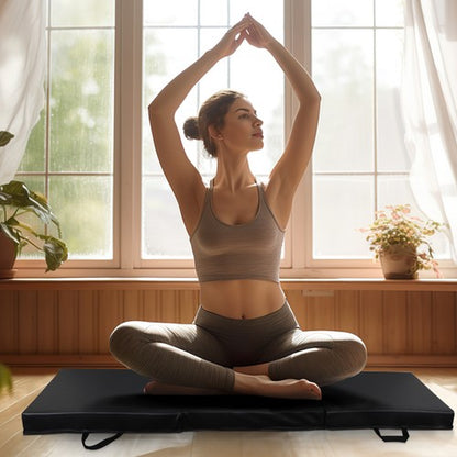 6' Exercise Tri-Fold EPE Foam PU Leather Gym Mat Yoga Martial Arts Home Gym