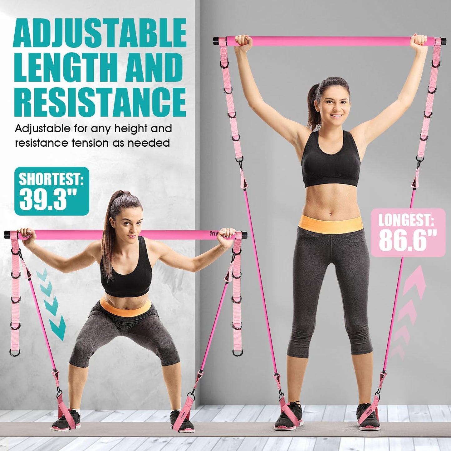 Pilates Bar Kit with Resistance Bands – Portable Home Gym Workout System