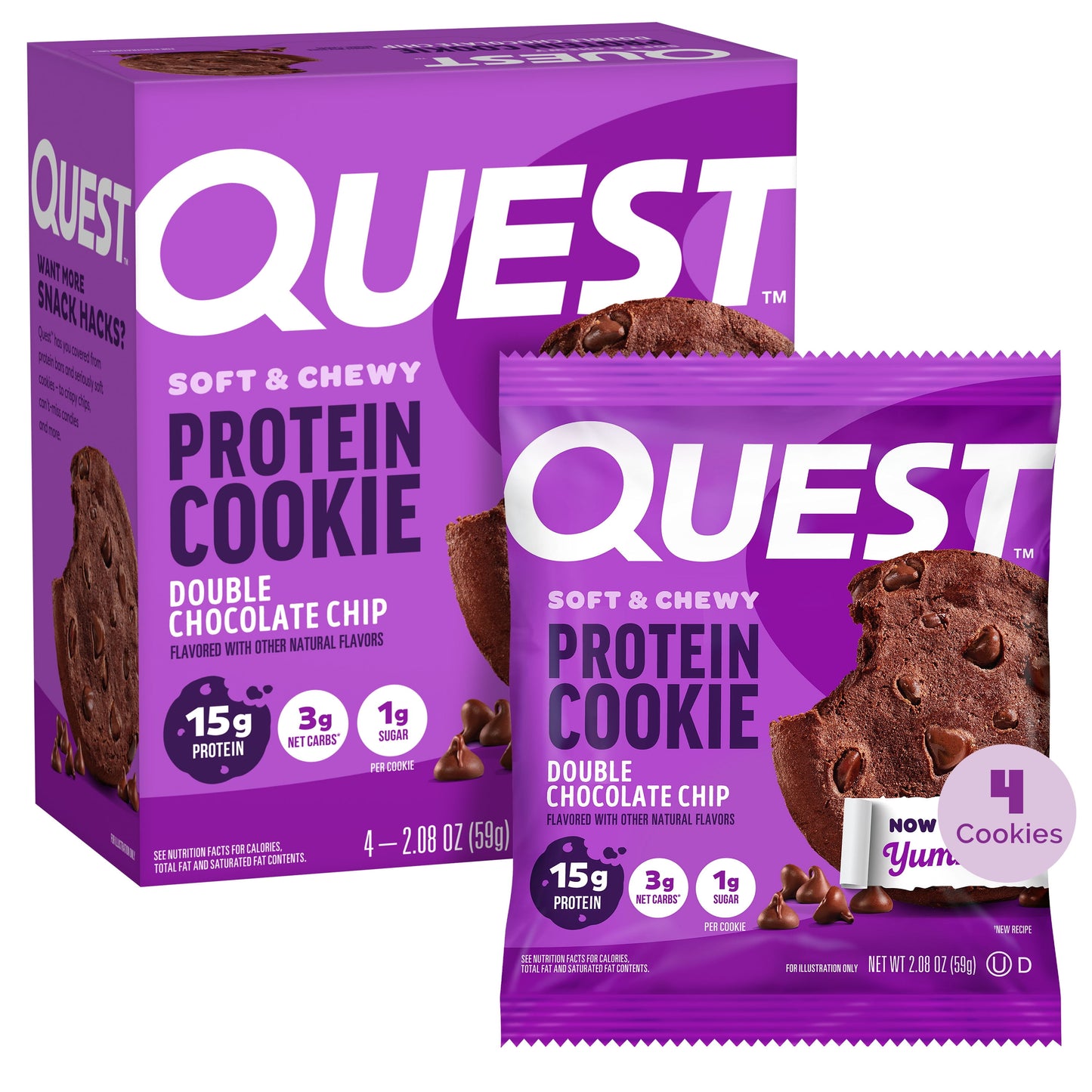 (6 Pack)  Protein Cookie, High Protein, Double Chocolate Chip, 15G Protein, 4 Count