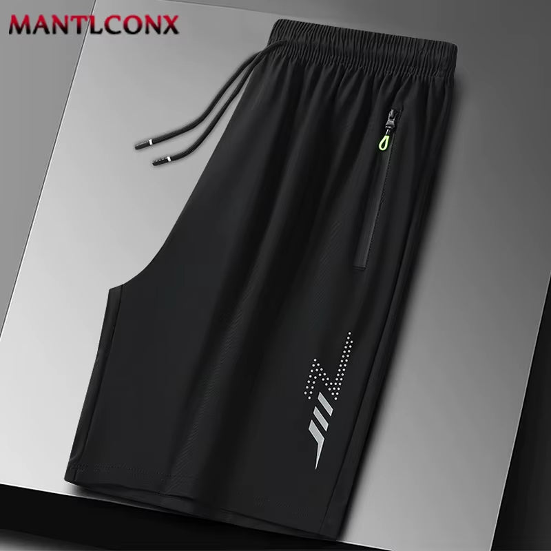 Summer Men'S Sport Shorts Cool Sportswear Running Shorts Casual Bottoms Gym Fitness Training Jogging Short Pants Men Black Gray