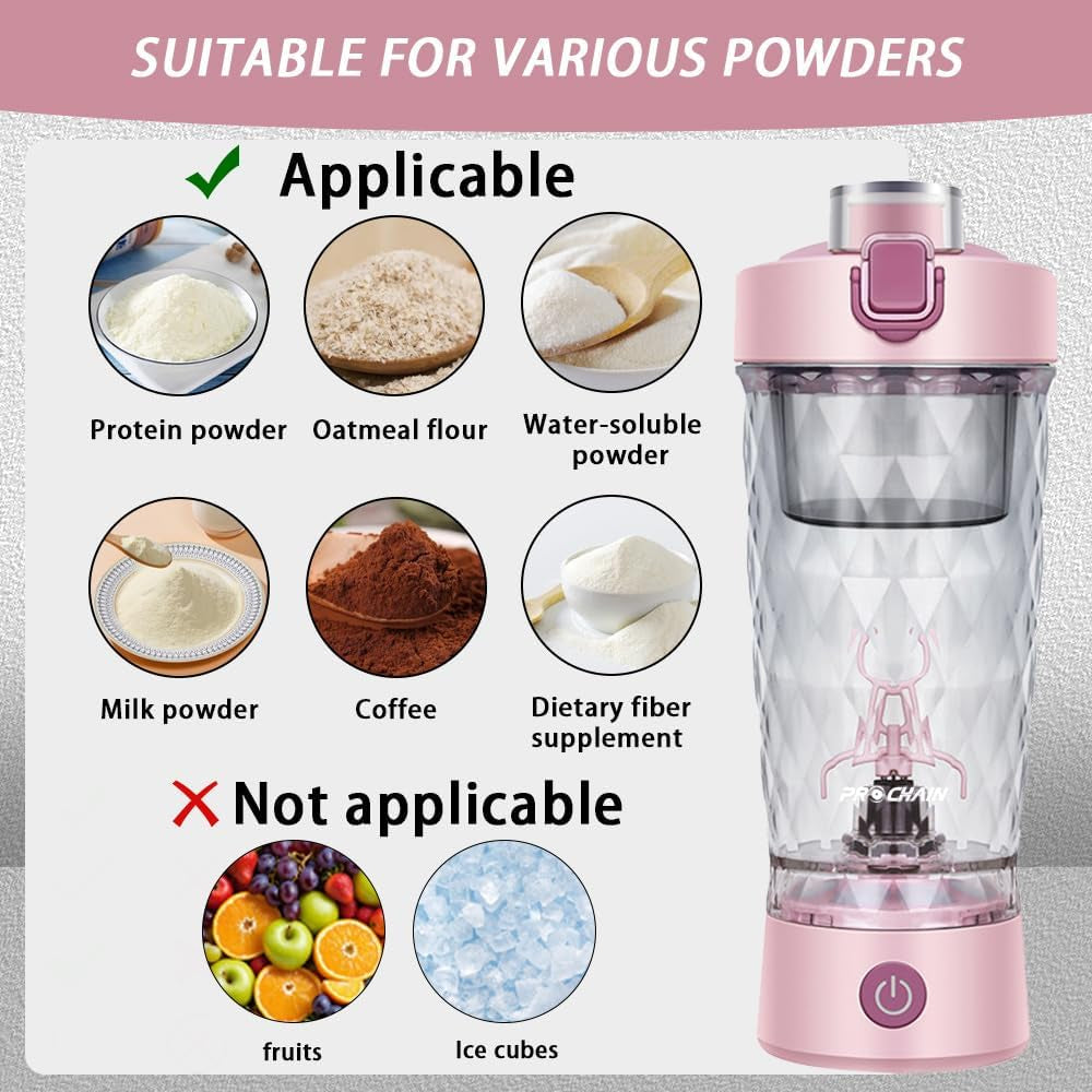 Electric Protein Shaker Bottle, Protein Shakes Mixer, Portable Pre Workout Self Mixing Cup, Made with Bpa-Free Tritan, 22Oz