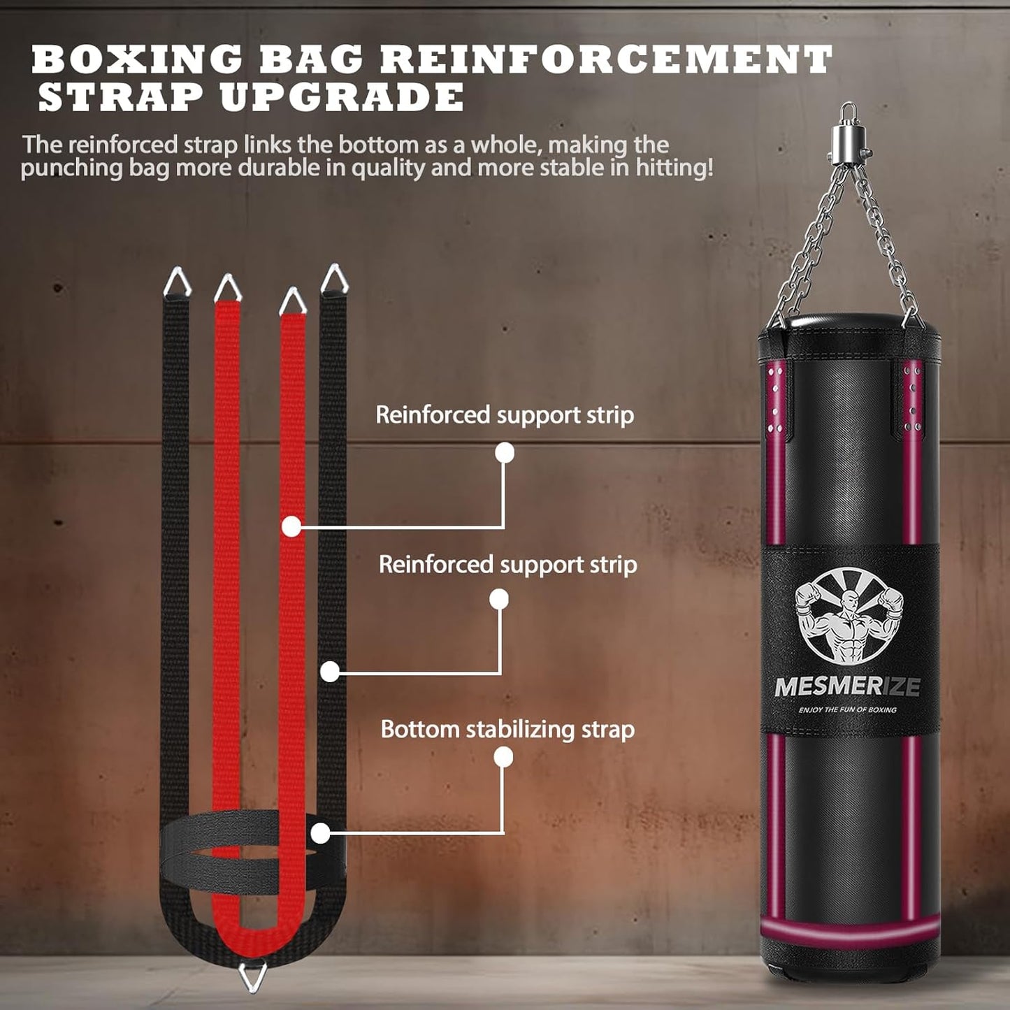 Punching Bag for Adults, 4Ft Heavy Boxing Bag Set with 197 Inch Boxing Hand Wraps for MMA Karate Kickboxing Home Gym Martial Art - Unfilled