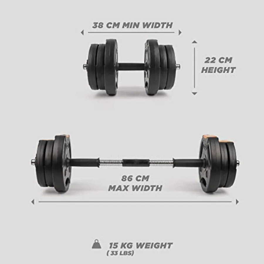 Adjustable 2 in 1 Dumbbells Set for Home Gym Black Steel Barbell for Muscle and Strength Training Compact Weight Resistance Wor