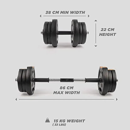 Adjustable 2 in 1 Dumbbells Set for Home Gym Black Steel Barbell for Muscle and Strength Training Compact Weight Resistance Wor