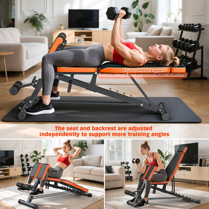 Roman Chair,8 Positions Multi-Functional Adjustable FID Weight Bench with Dumbbell Rack, Incline, Decline, and Flat Bench for Full Body Home Gym Workout,Support up to 1000Lbs