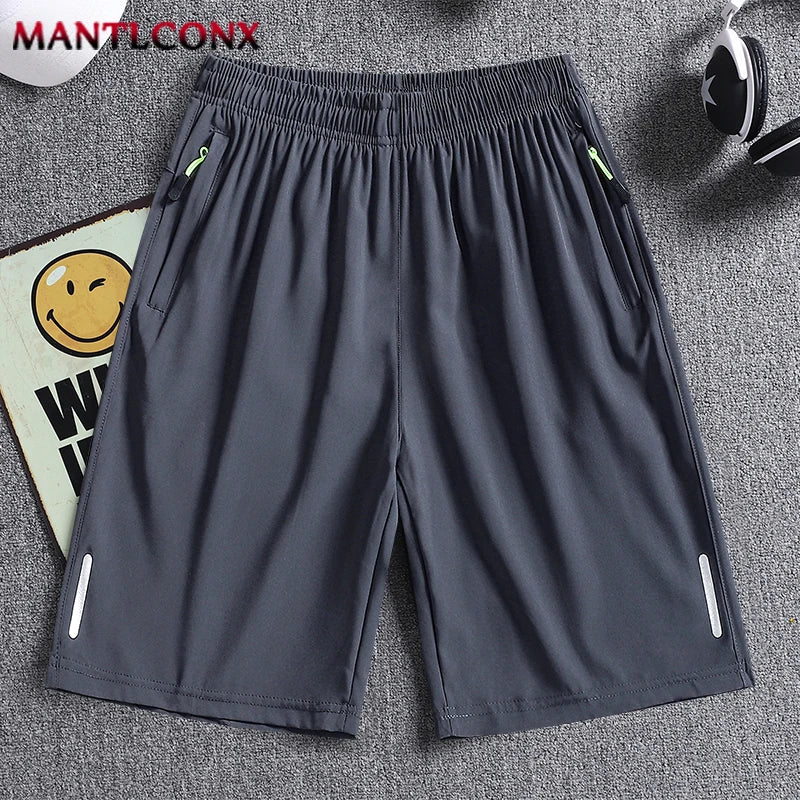 Summer Men'S Sport Shorts Cool Sportswear Running Shorts Casual Bottoms Gym Fitness Training Jogging Short Pants Men Black Gray