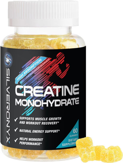 Creatine Gummies - 1G (1000Mg) per Gummy Creatine Monohydrate - Best Micronized, Sugar Free Creatine Chewable for Men & Women - Supports Lean Muscle, Strength, Energy & Endurance - 60 Lemon Gummies
