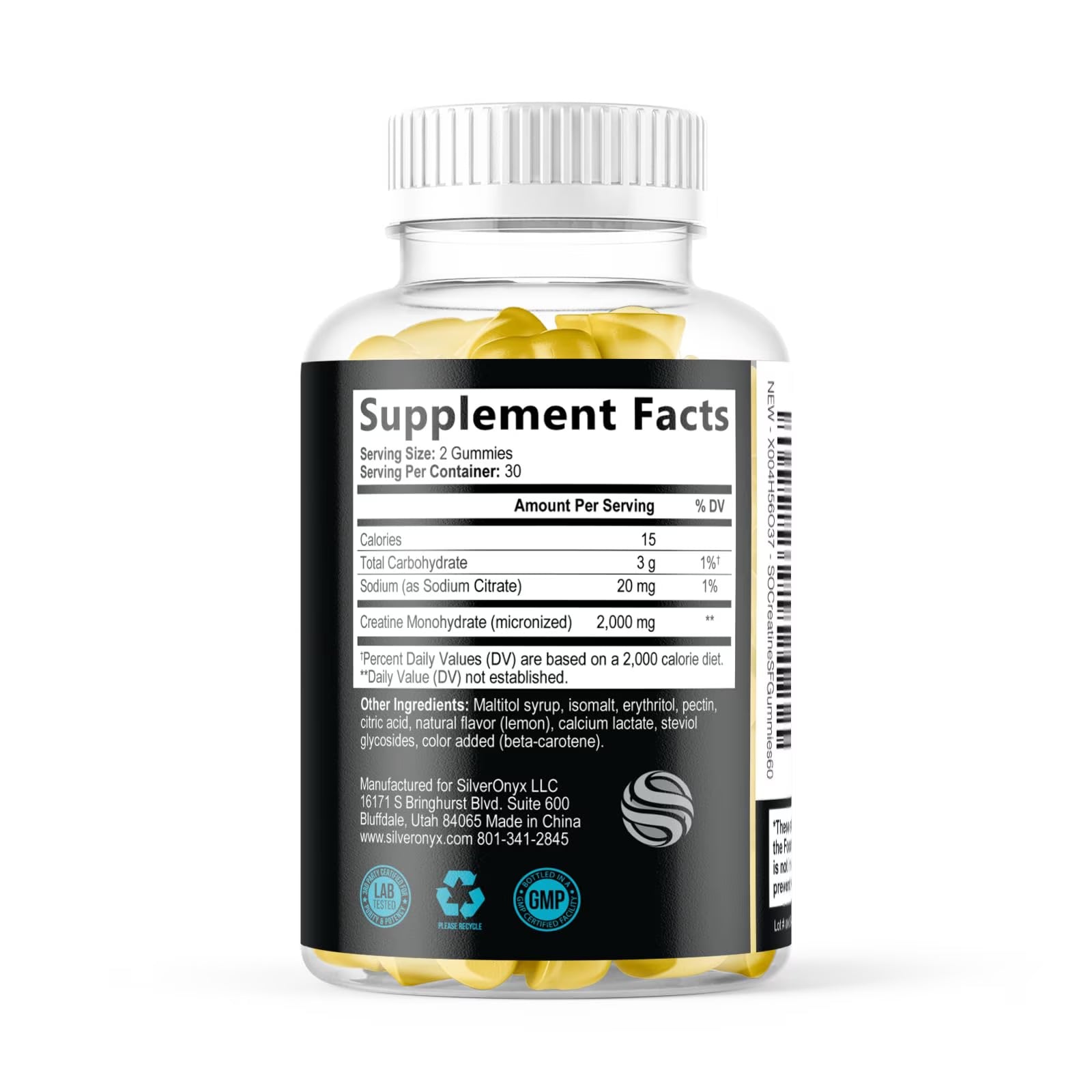 Creatine Gummies - 1G (1000Mg) per Gummy Creatine Monohydrate - Best Micronized, Sugar Free Creatine Chewable for Men & Women - Supports Lean Muscle, Strength, Energy & Endurance - 60 Lemon Gummies