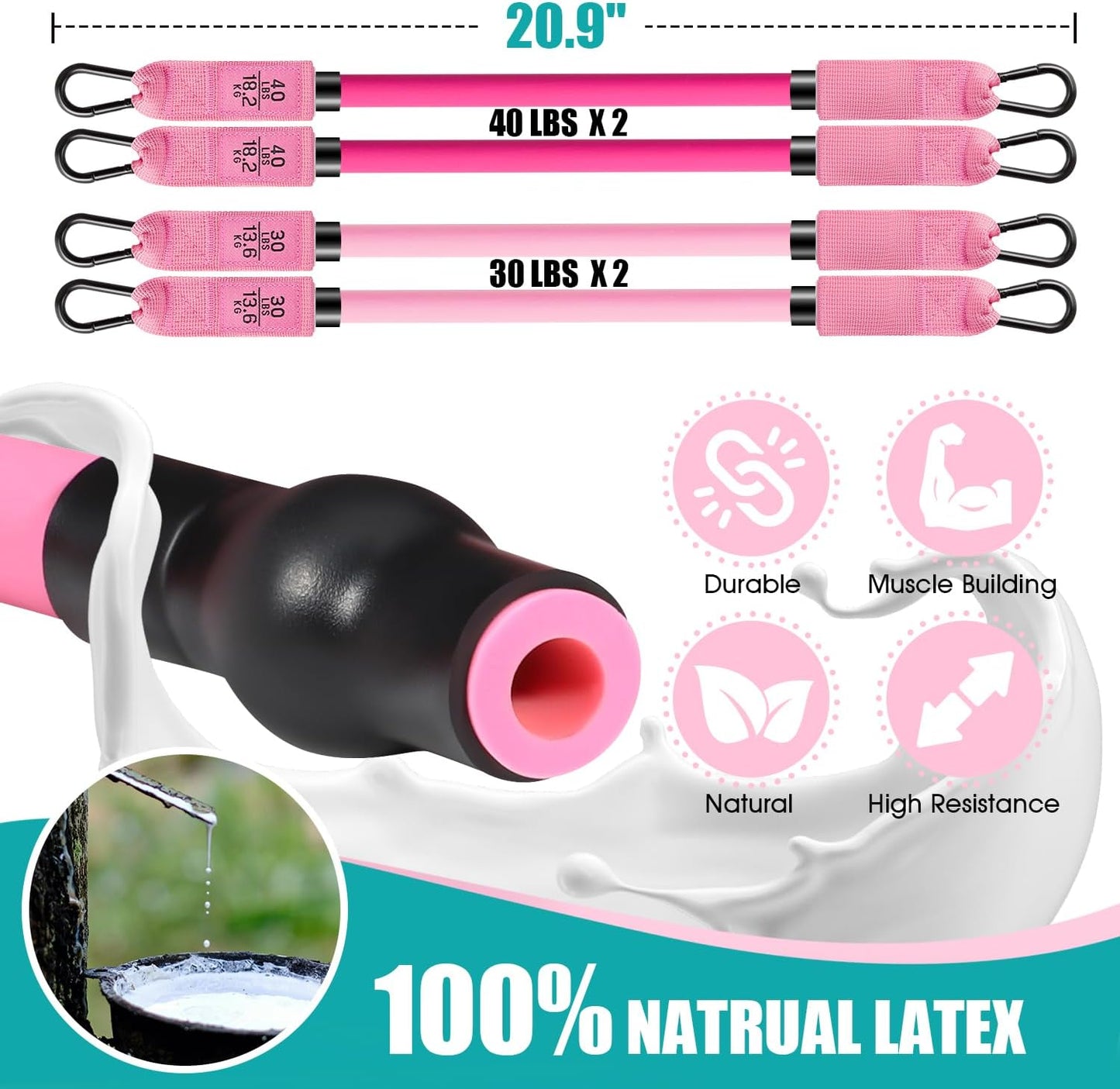 Pilates Bar Kit with Resistance Bands – Portable Home Gym Workout System