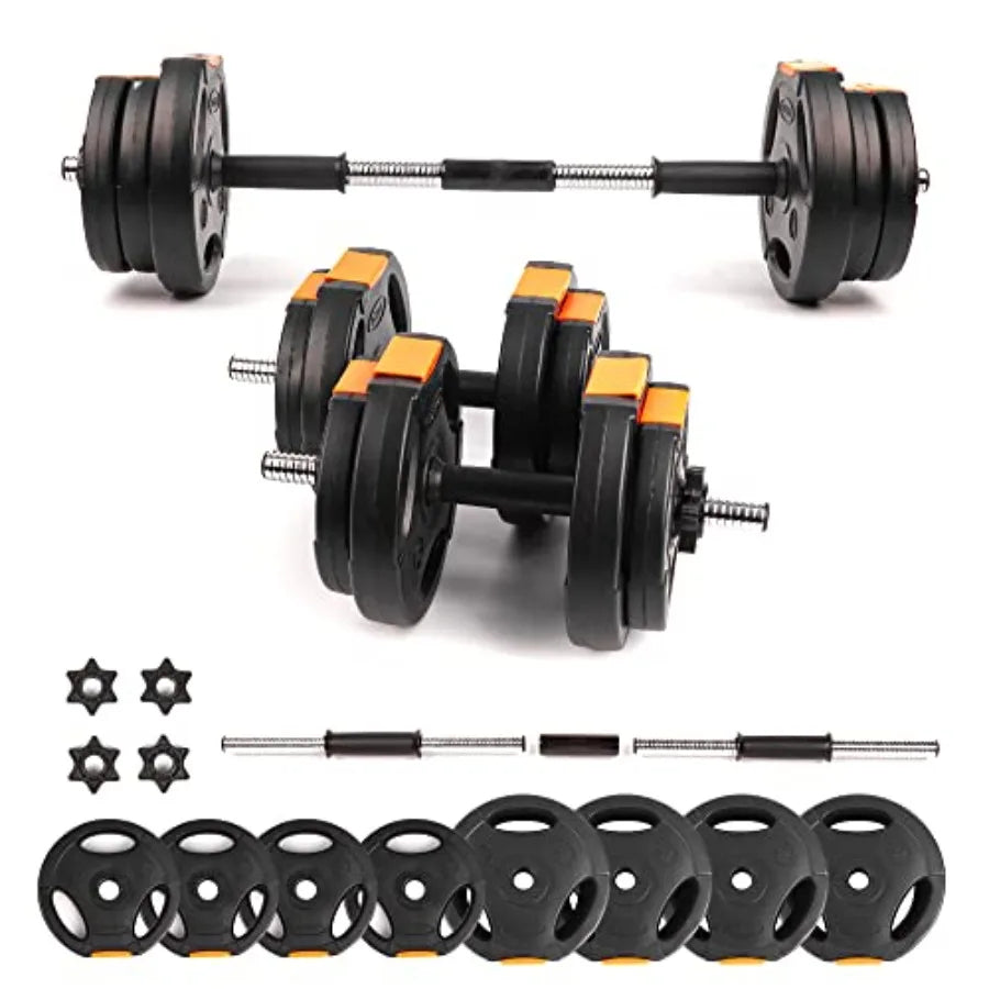 Adjustable 2 in 1 Dumbbells Set for Home Gym Black Steel Barbell for Muscle and Strength Training Compact Weight Resistance Wor