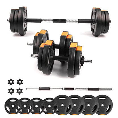 Adjustable 2 in 1 Dumbbells Set for Home Gym Black Steel Barbell for Muscle and Strength Training Compact Weight Resistance Wor