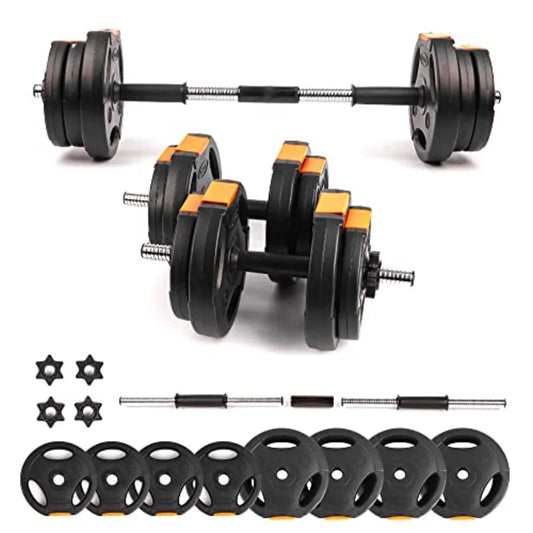 Adjustable 2 in 1 Dumbbells Set for Home Gym Black Steel Barbell for Muscle and Strength Training Compact Weight Resistance Wor