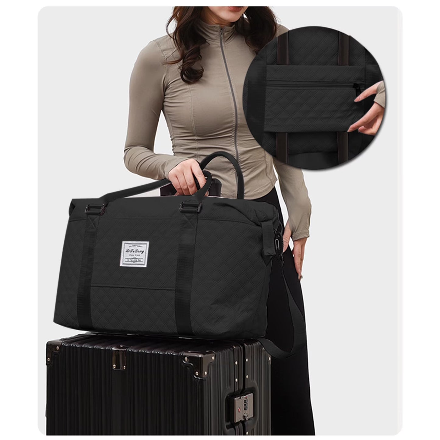 Travel Duffle Bag, Weekender Travel Bag Men Small Gym Bag for Women, Hospital Bag for Labor and Delivery, Overnight Bag Luggage Bag with Trolley Sleeve 18.11X13.78X6.69In