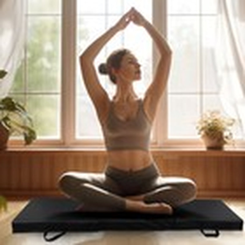 6' Exercise Tri-Fold EPE Foam PU Leather Gym Mat Yoga Martial Arts Home Gym