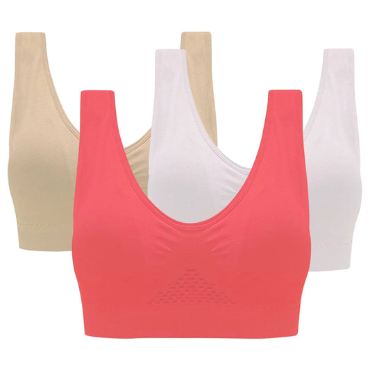 Womens High Impact Sports Bra 3-Pack Women Sports Bra without Wire Free Support Yoga Running Underwears Womens Bras Comfortable Full Support S-2145 Multicolor 4Xl